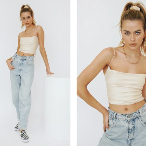 VRG GRL Luxe List Tie Back Top // Cream NWT - Picture 2 of 4